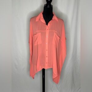 FYLO Women's Coral Button-Down Blouse